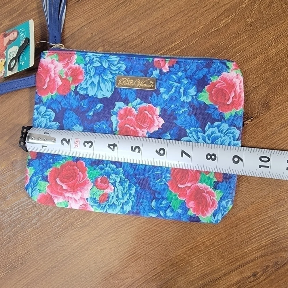 NEW Pioneer Woman Cosmetic Bag Breezy Blossom Print Wristlet